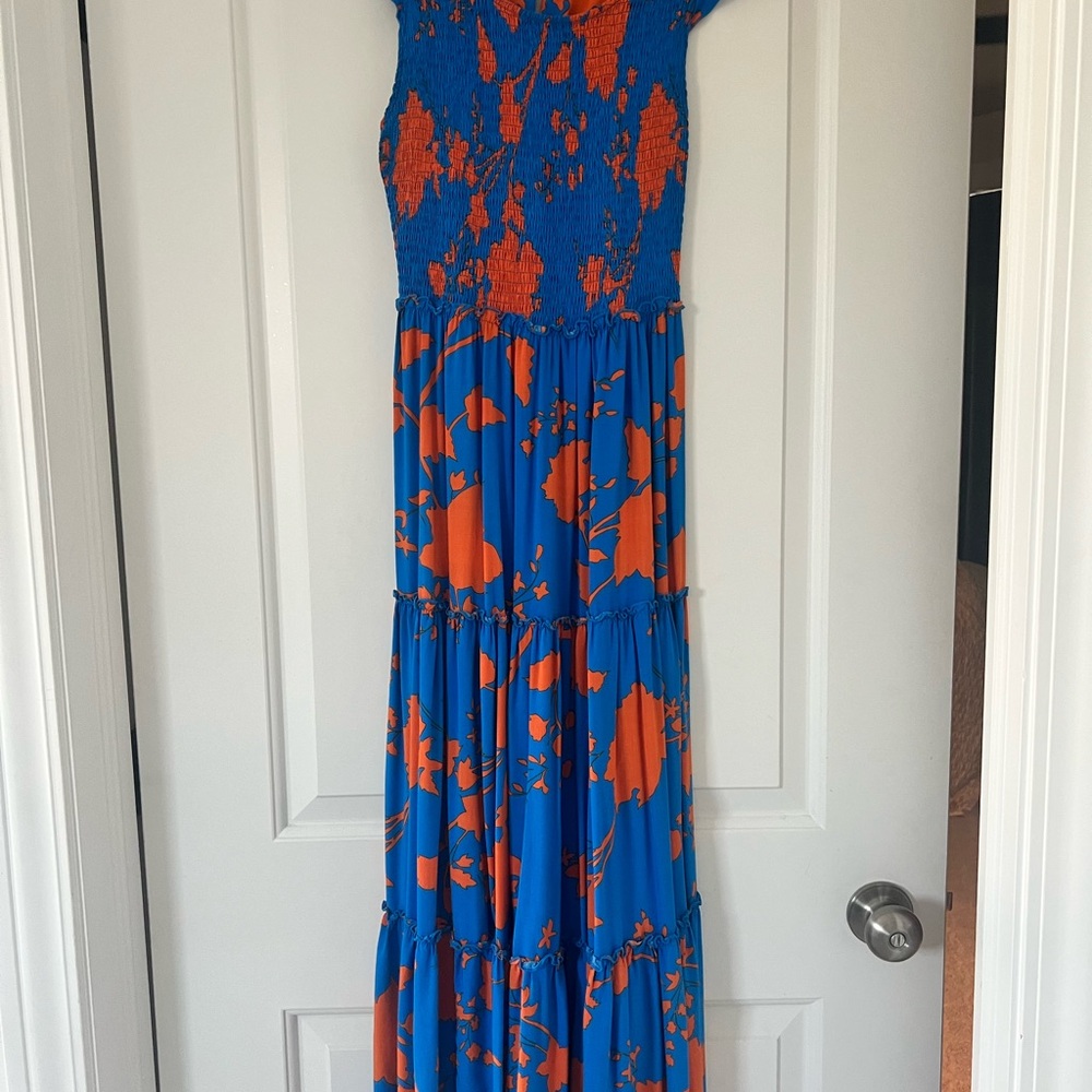 Abel the Label, Medium Vibrant Blue and Orange Maxi Dress